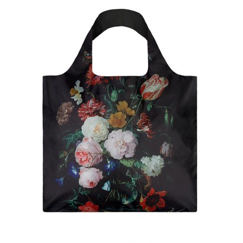 Loqi eco bag printed with the De Heem still life with flowers in a glass vase.