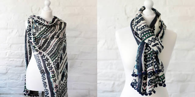 Nautical pattern scarf by One Hundred Stars buy online UK