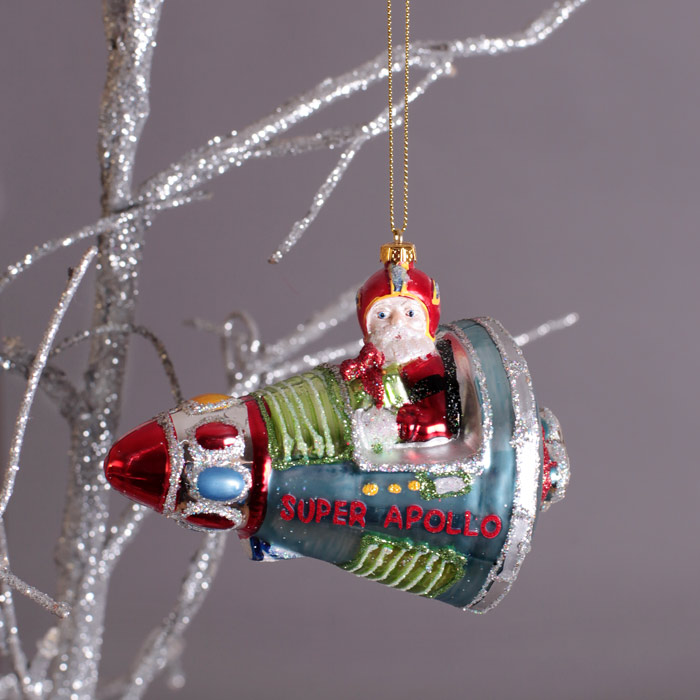 Santa In A Rocket Christmas Decorations - Buy Online, UK