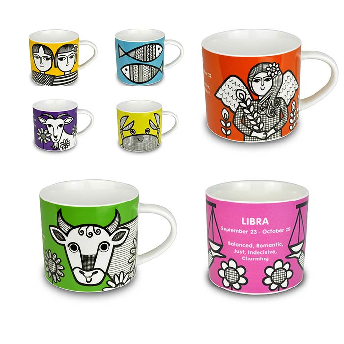 Zodiac Mugs by Jane Foster - £10.50 plus Free UK Delivery