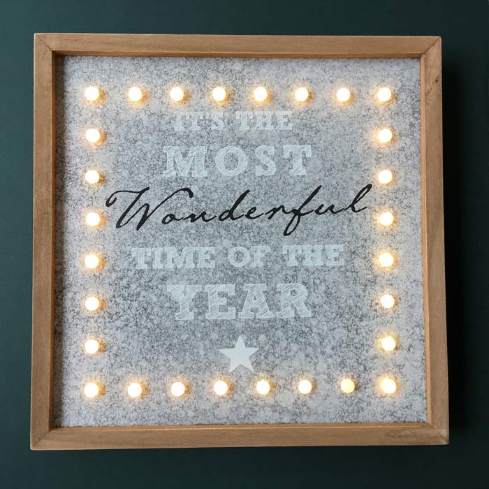 Christmas Plaque with LED lights - It's the most wonderful time of the year
