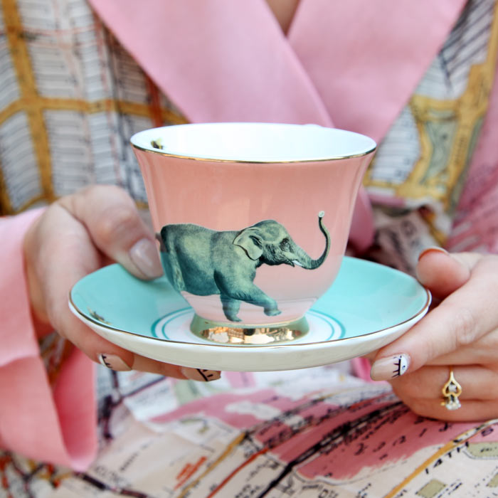 Yvonne Ellen Elephant Cup and Saucer - Buy Online UK