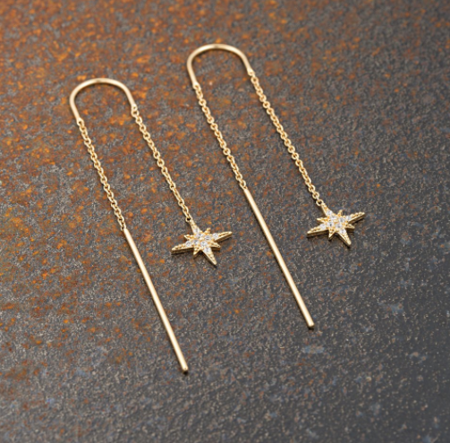 Gold Star Burst Threaded Earrings Buy Online UK