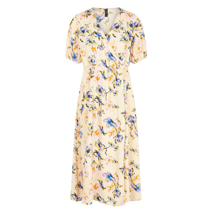 YAS Floral Dress - Beige With Multicolour Flowers