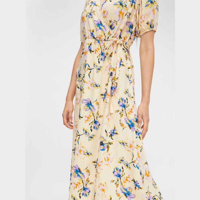 YAS Floral Dress - Beige With Multicolour Flowers