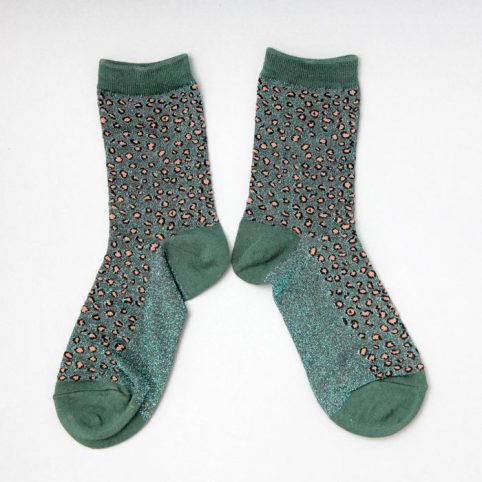 Green Lurex Cheetah Print Socks - Buy Online UK