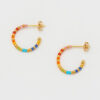 Rainbow Beaded Hoop Earrings - Buy online UK