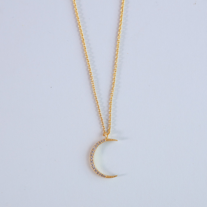 half moon necklace - gold plated brass. Buy online UK