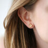 Pink and Gold Flower Earrings Studs - Buy Online UK