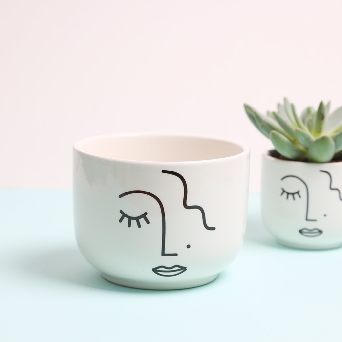 Abstract Face plant pot - large. Buy online UK