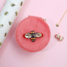 Pink Velvet Jewellery Pot With Brooch - Free UK Delivery Online