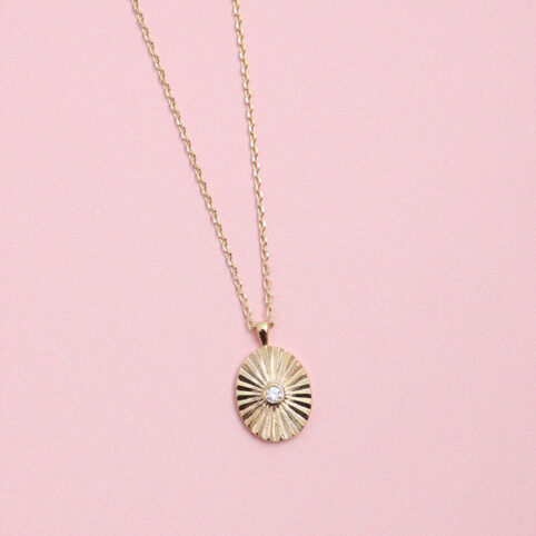 Gold Necklace With Oval Pendant - Buy Online UK