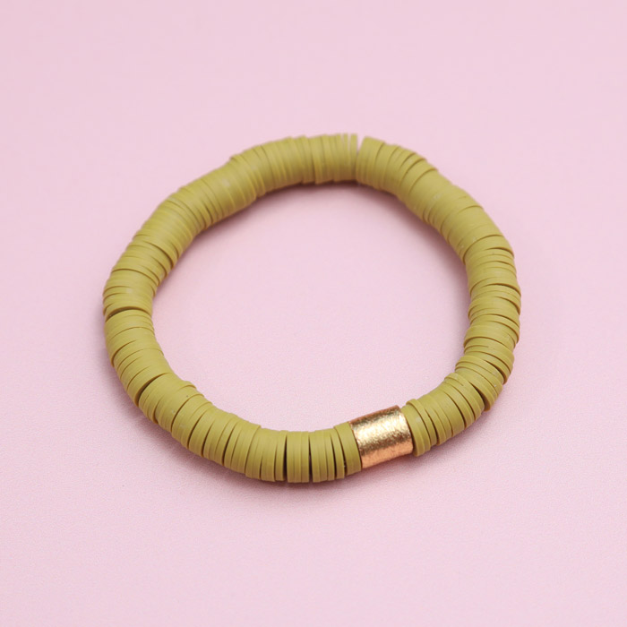 Heishi Bead Necklace - Green with gold accent - Buy Online UK