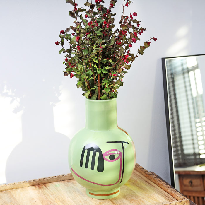 Ceramic Vase with Long Narrow Neck - Buy Online UK