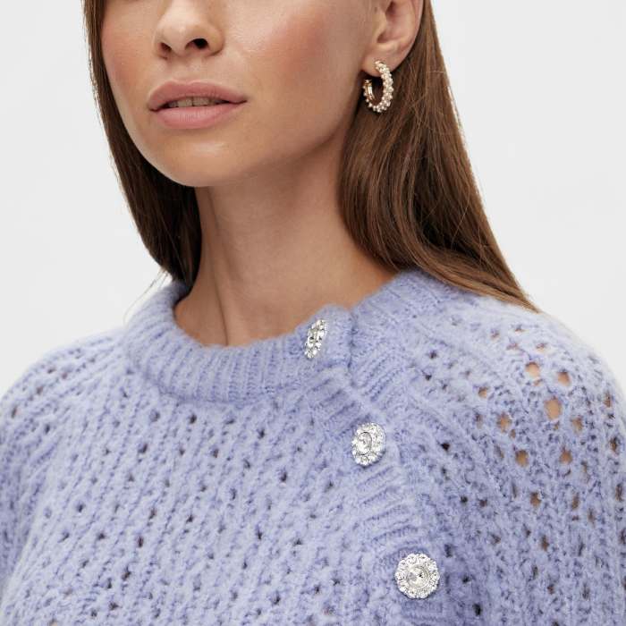Lilac Jumper with Faux Diamond Buttons - Buy Online UK