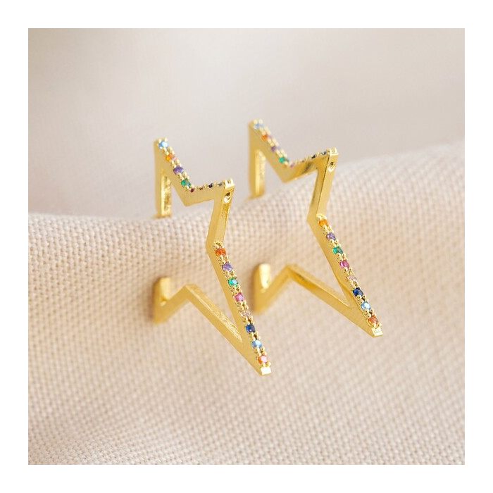 Star Earrings With Rainbow Stones. Free Delivery When You Buy Online UK