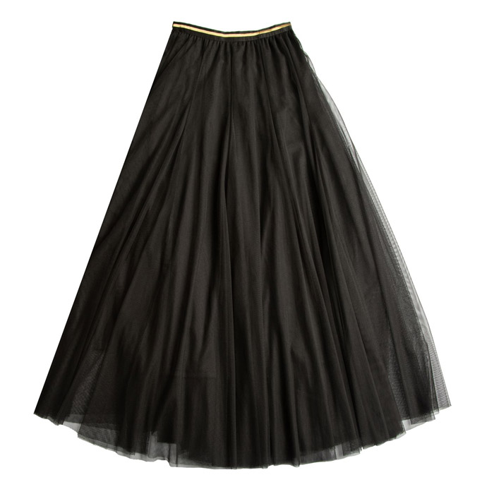 Tulle Skirt In Black With Stripe Waistband - Free UK Delivery When You Purchase Online