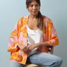 Orange & Pink Print Kimono. Buy Online UK