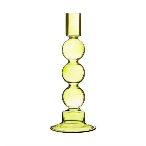 Olive Green Glass Bubble Candle holder - Buy Online UK