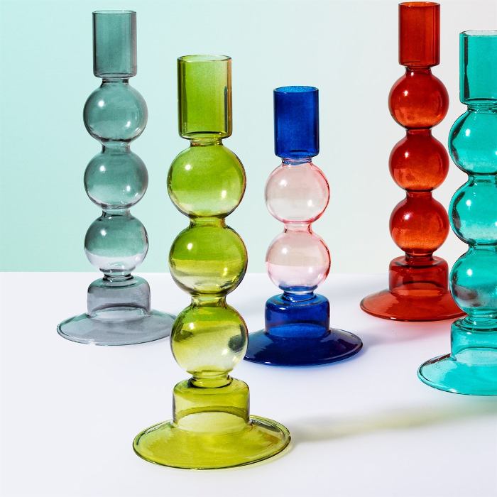 Coloured Glass Candlestick Holders - Buy Online UK