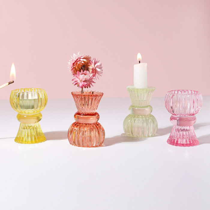 Small Coloured Glass Candle Holder - For Sale Online UK