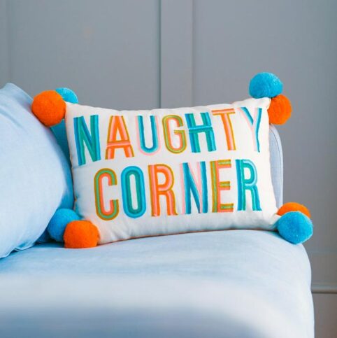 Naughty Corner Embroidered Cushion - Free UK Delivery When You Purchase Online