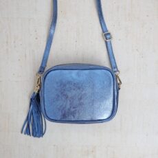 Blue Metallic Leather Camera Bag - Buy Online UK