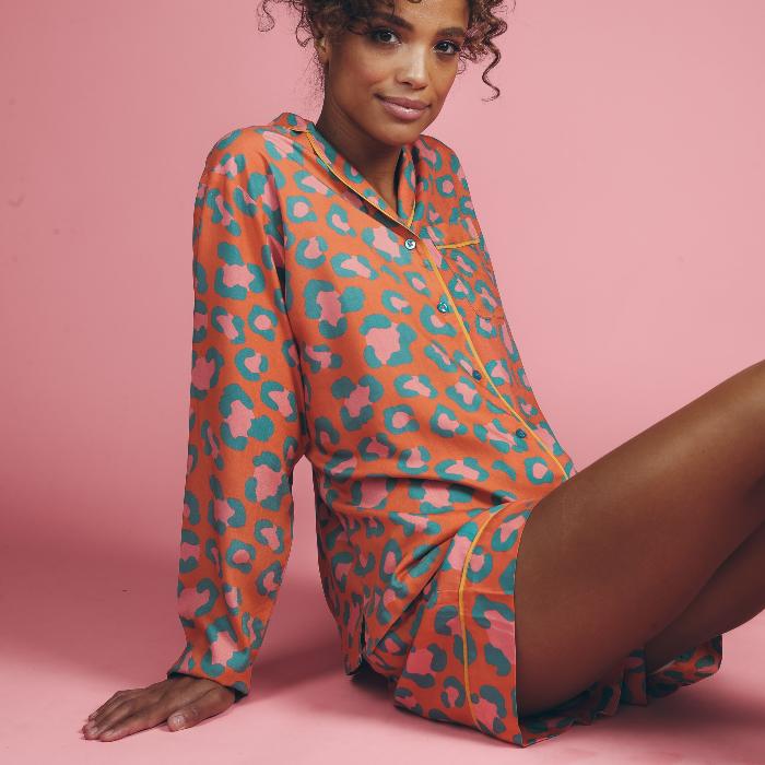 Coral Leopard Print Pyjamas - Purchase Online UK