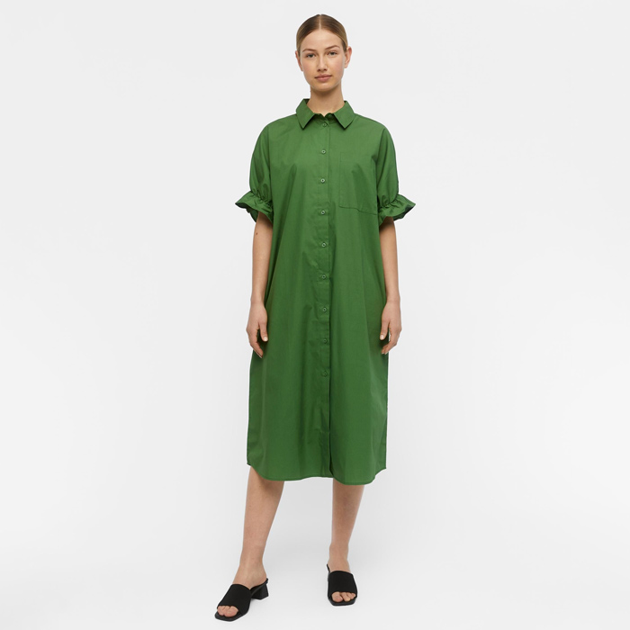 Frill sleeve Shirt Dress Green - Buy Online UK
