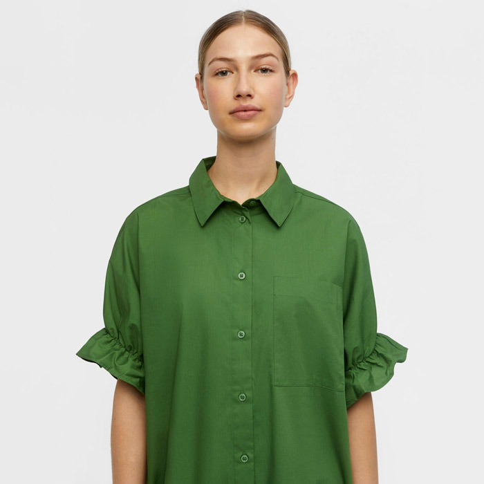 Frill sleeve Shirt Dress Green - For Sale Online UK