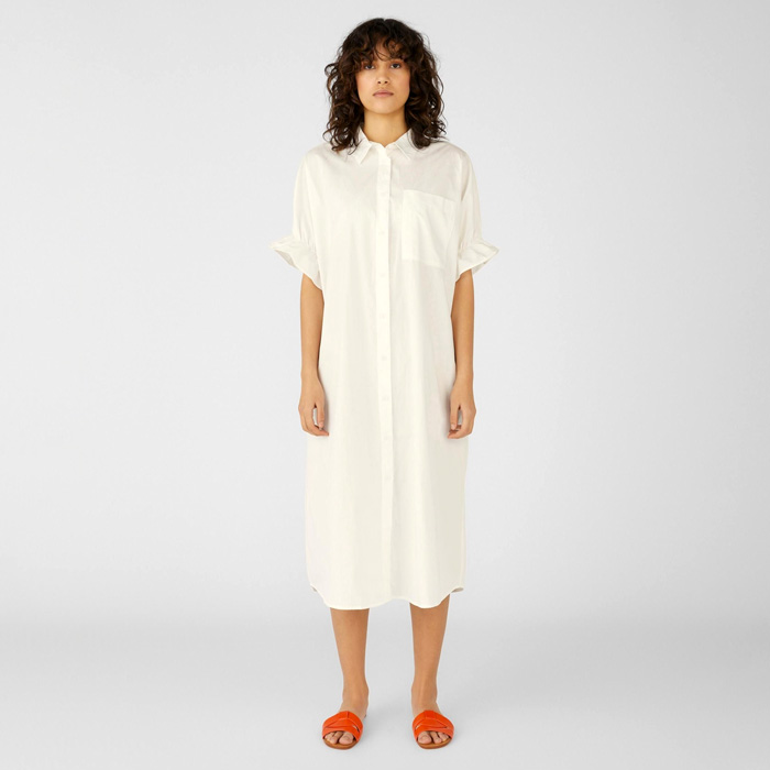 Frill Sleeve Shirt Dress White - Buy Online UK