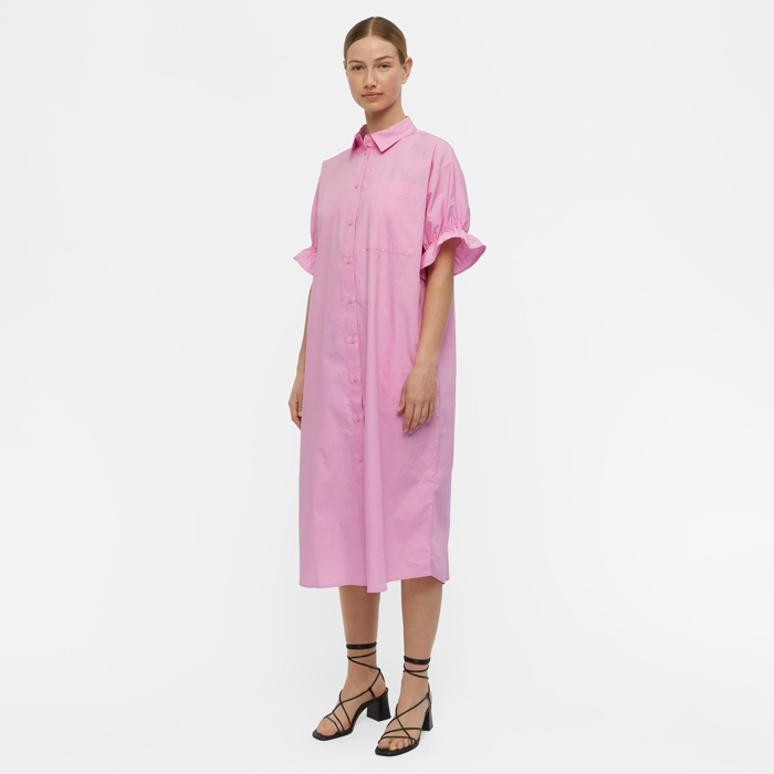 Frill Sleeve Shirt Dress Pink - Purchase Online With Free UK Delivery
