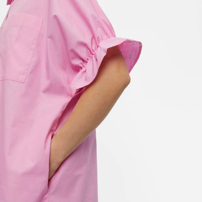 Frill Sleeve Shirt Dress Pink - For Sale Online UK