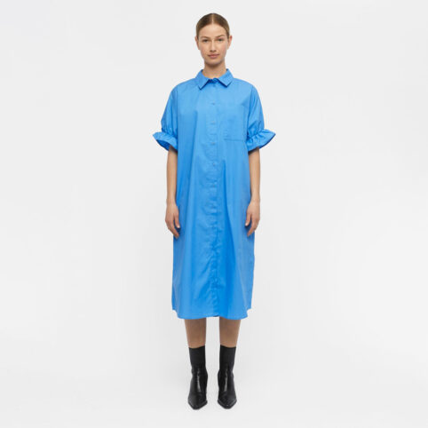 Frill Sleeve Shirt Dress Blue - Buy Online UK