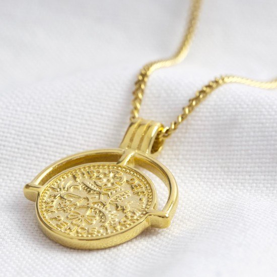 Gold Framed Sixpence Necklace - Buy Online UK