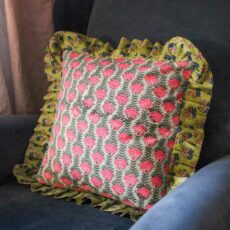 Green Ruffle Floral Cushion - Buy Online UK