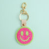 Pink Neon Smile Face Keyring - Buy online UK