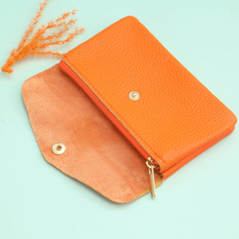Medium Soft Leather Purse in Orange - Buy Online UK