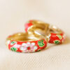 Red Enamel Floral Hoop Earrings - Buy Online UK