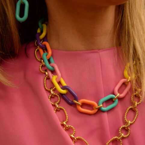 Rainbow Chunky Chain Necklace - Buy Online UK