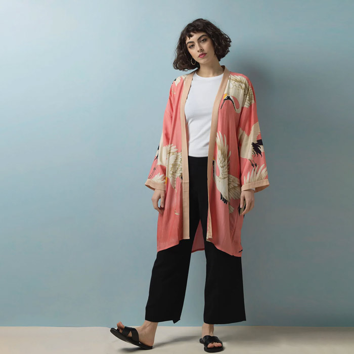 Pink Stork Collar Kimono - Buy Online UK