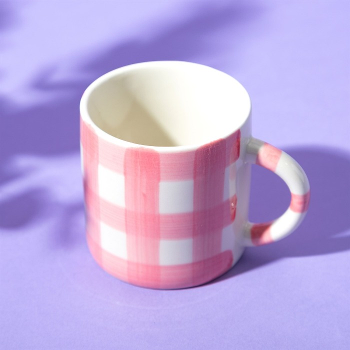 Pink Gingham Check Mug