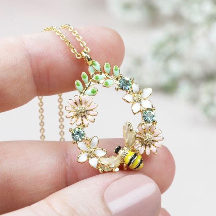 Flower And Bee Necklace - For Sale Online UK