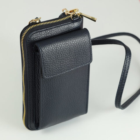 Black Leather Phone Crossbody Bag - Buy Online UK