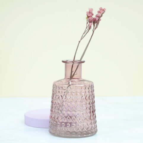 Pink Embossed Glass Vase - Buy Online UK