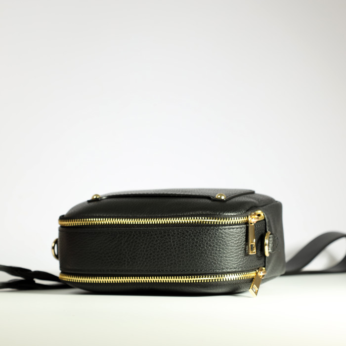 Double Zip Black Leather Bag - Buy Online UK