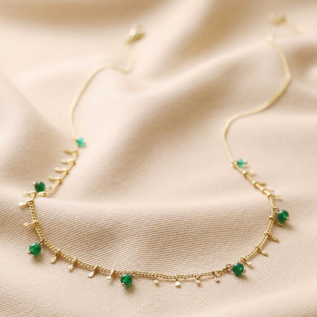Semin-precious Green Beaded Necklace - Buy Online UK