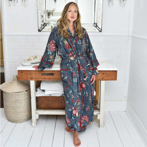 Grey Floral Print Dressing Gown - Buy Online UK