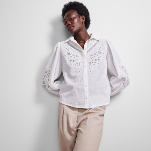 YAS Embroidered White Shirt - Buy Online UK