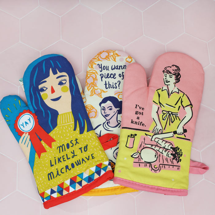 Slogan Oven Mitts - Three Assorted Designs Available To Buy Online UK